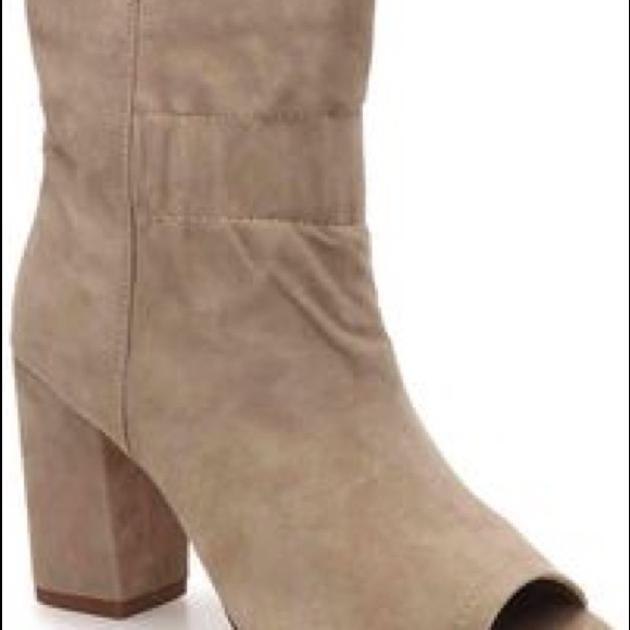 SPLENDID Rayna Suede Peep Toe Camel Bootie - Picture 4 of 6